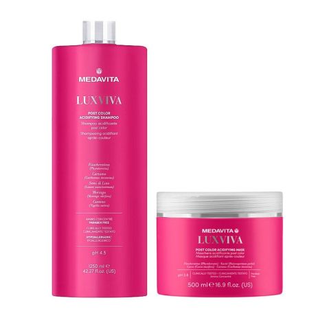 Набор Medavita Luxviva Post Color шампунь и маска для окрашенных волос, 1250/500 мл Набор Medavita Luxviva Post Color шампунь и маска для окрашенных волос, 1250/500 мл