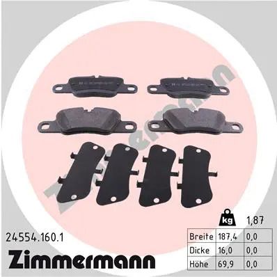 Комплект тормозных колодок PORSCHE PANAMERA, PORSCHE 911, ZIMMERMANN (245541601)