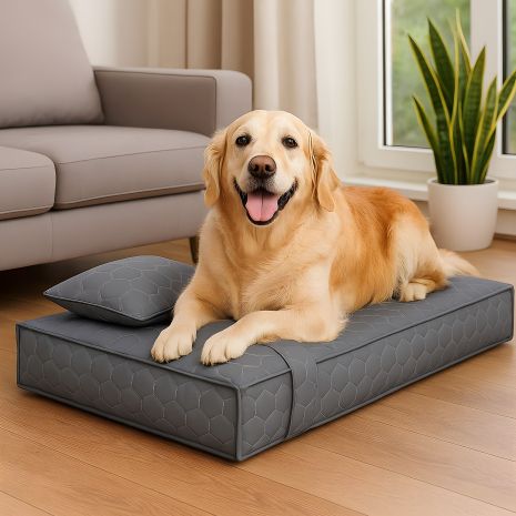Матрас-лежанка XL для собак и кошек (80×120×12 см) с подушкой, съемный чехол, серый (8-35944*001) Матрас-лежанка XL для собак и кошек (80×120×12 см) с подушкой, съемный чехол, серый (8-35944*001)