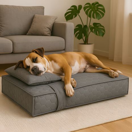 Матрац-лежанка для собак і котів М (60×80×10 см) з подушкою, чохол знімний, сірий (8-35942*001) Матрац-лежанка для собак і котів М (60×80×10 см) з подушкою, чохол знімний, сірий (8-35942*001)