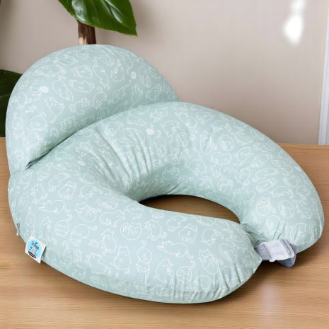 Антиаллергенная подушка для кормления Диванчик Sei Design 60х70х16 с котятами на мятном фоне (8-35409*006)