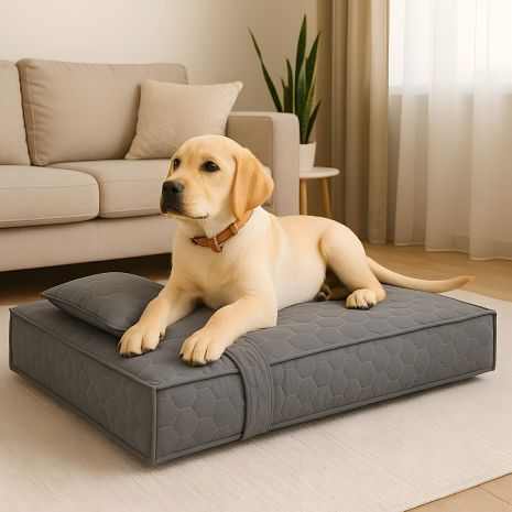 Лежанка-матрац з подушкою для собак і котів L (70×110×12 см), знімний чохол, сірий (8-35943*001) Лежанка-матрац з подушкою для собак і котів L (70×110×12 см), знімний чохол, сірий (8-35943*001)