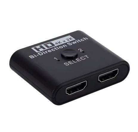 HDMI Коммутатор с переключателем на 2 порта Bi-Direction Switch (2x1/1x2) 4К 60Hz, пластиковый, Черный | Для PC, XBox, PS4, PS5, видеоплееров