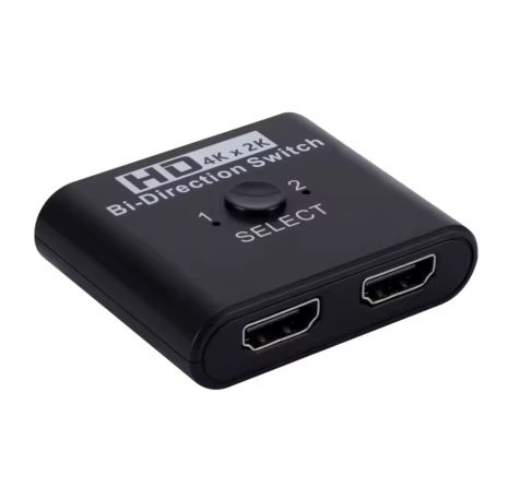 HDMI разветвитель двунаправленный Bi-Direction Switch на 2 порта 4К 60Hz Plastic, Black | переключатель + коммутатор 2x1/1x2 | Для PC, XBox, PS4, PS5, видеоплееров