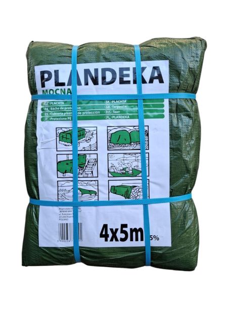 Тент Пландека Тарпаулин 4x5м защитный (110г/м2) зеленый (Wimar) Польша с люверсами