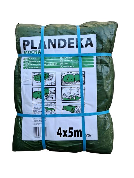 Тент Пландека Тарпаулін 4x5м, зелений, з люверсами Wimar Польща (110г/м2)