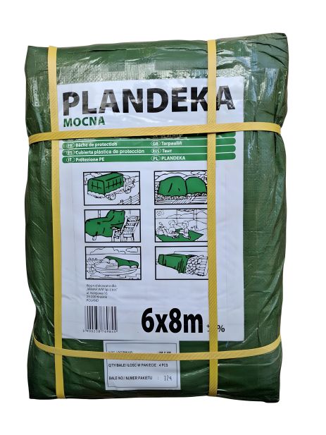 Тент Пландека Тарпаулін 6x8м, захисна (110г/м2) зелена (Wimar) Польща з люверсами