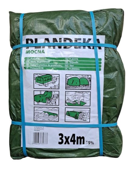 Тент Пландека Тарпаулин 3x4м защитный (110г/м2) зеленый (Wimar) Польша с люверсами