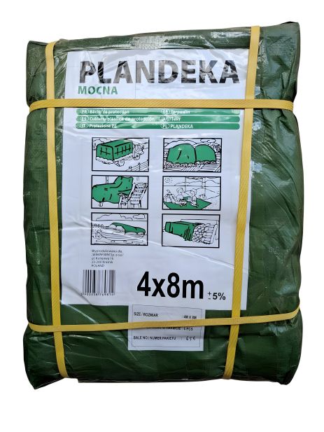 Защитный тент Пландека Тарпаулин 4x8м (110г/м2) зеленый, с люверсами (Wimar)