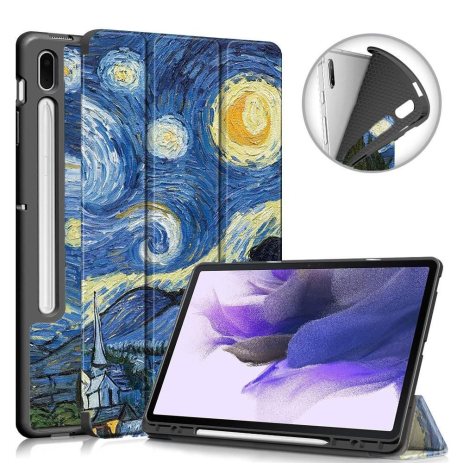 Чохол SlimTPUHardPrinted з малюнком with holder Samsung Galaxy Tab S7 FE/S7 Plus/S8 Plus 12.4 ВанГог