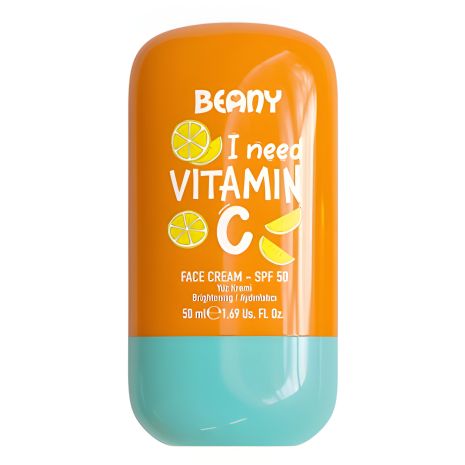 Освітлюючий крем для обличчя з вітаміном С з SPF 50 Beany, 50 мл