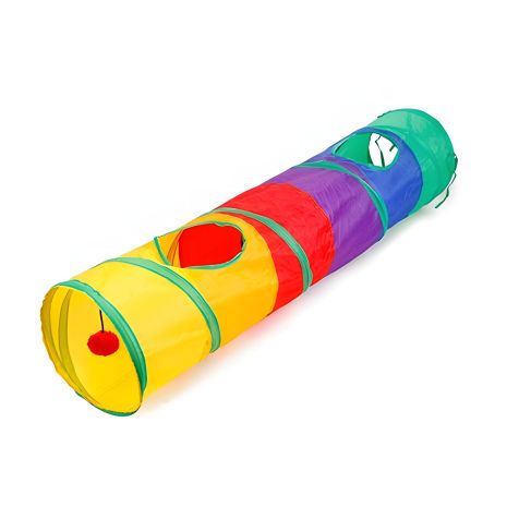 Шурхітний тунель-труба для кішок з іграшкою, пружинистий, складний, 25x115cm, різнокольоровий Шурхітний тунель-труба для кішок з іграшкою, пружинистий, складний, 25x115cm, різнокольоровий