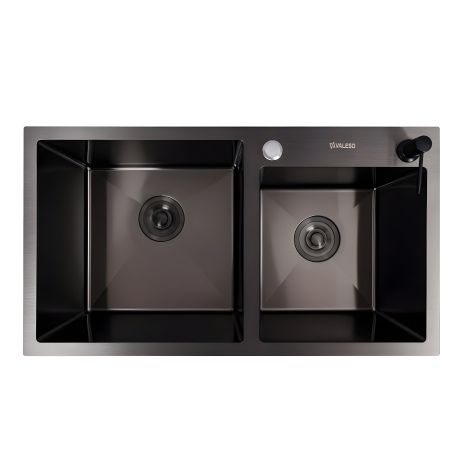Двойная кухонная мойка 78*43 PVD черная VALESO Handmade (3.0/0.8)