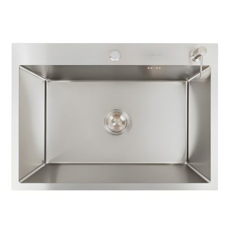 Кухонная мойка VALESO, Handmade 70x50, нержавеющая сталь (круглый сифон, 3,0/0,8)
