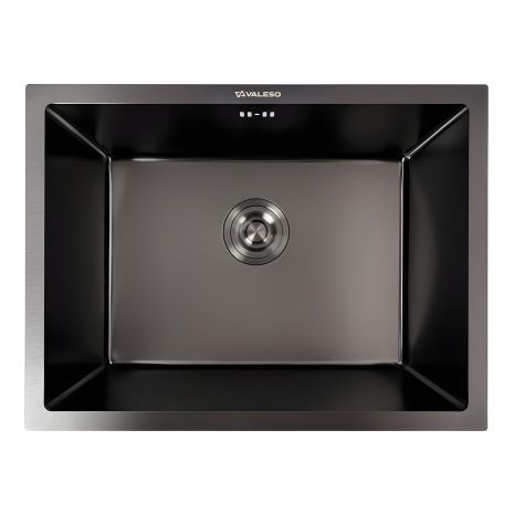 Чёрная кухонная мойка PVD 58*43 VALESO Handmade, монтаж под столешницу (3.0/0.8)