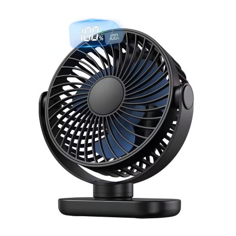 Портативний вентилятор, акумуляторний, TOPK K60C, 5W, 5000mAh, 7-24h, чорний