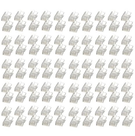 Прозрачный коннектор RJ45 Cat6 100шт