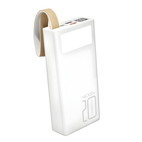 Повербанк Ridea RP-D20L, Phoenix20, PD, QC 3.0 20W digital display, lamp, 20000mAh, white