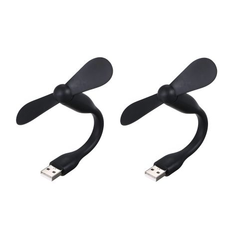 USB мобільний вентилятор чорний, працює від повербанка, ноутбука, комплект 2шт