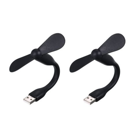 Мобильный вентилятор USB черный, от повербанка, ноутбука, комплект 2шт