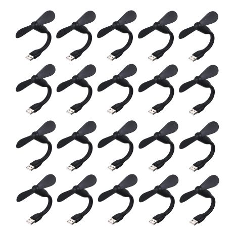 Комплект из 20 черных мобильных вентиляторов USB, для повербанка и ноутбука