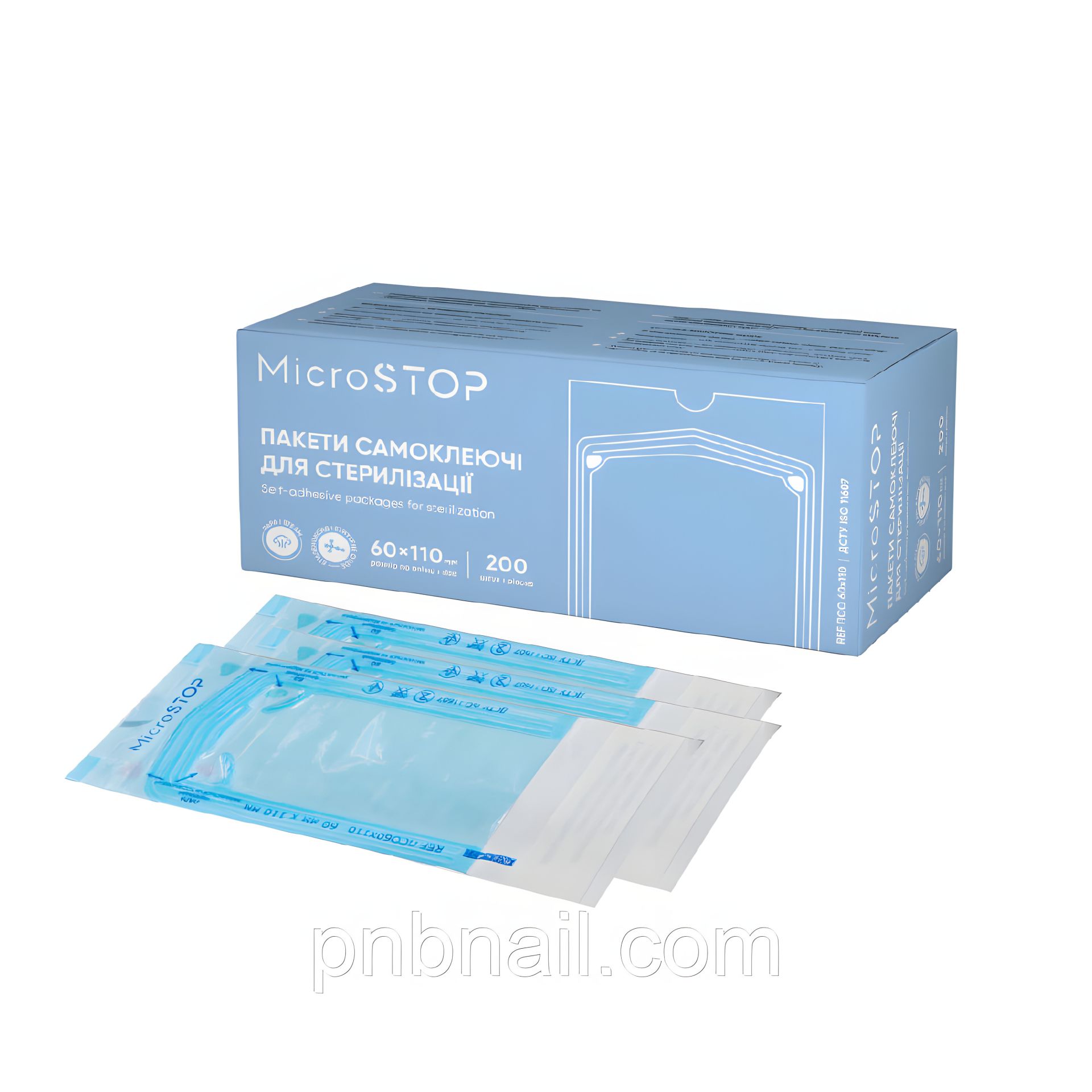 Пакети маленькі Microstop для стерилізації в автоклаві 60х110 мм, 200 шт Пакети маленькі Microstop для стерилізації в автоклаві 60х110 мм, 200 шт