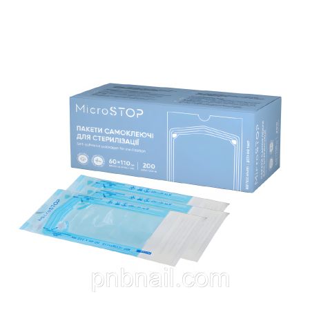 Пакети маленькі Microstop для стерилізації в автоклаві 60х110 мм, 200 шт Пакети маленькі Microstop для стерилізації в автоклаві 60х110 мм, 200 шт