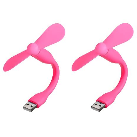 Рожевий мобільний вентилятор USB, від повербанка або ноутбука, комплект 2шт