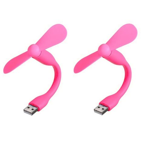 Мобильный вентилятор USB розовый, от повербанка, ноутбука, комплект 2шт