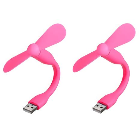 Мобильный вентилятор USB розовый, от повербанка, ноутбука, комплект 2шт