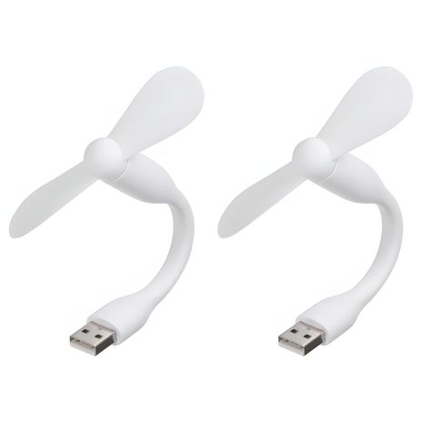 Мобильный вентилятор USB белый, от повербанка, ноутбука, комплект 2шт