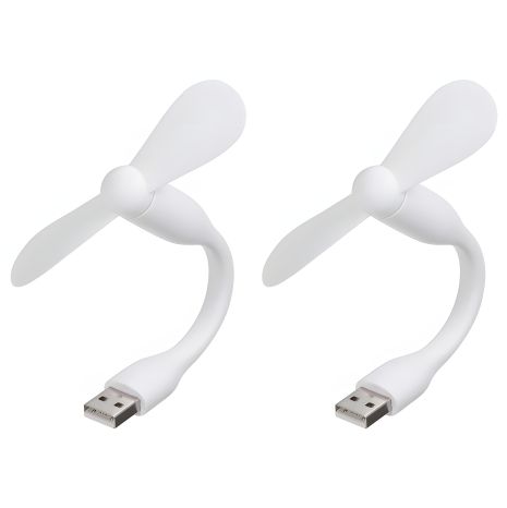 Мобільний вентилятор USB білий, від повербанку, ноутбука, комплект 2шт