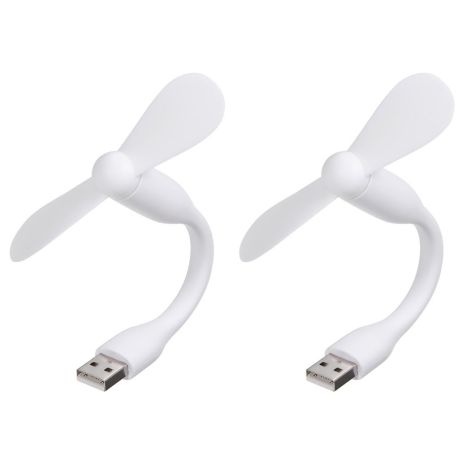 Мобильный вентилятор USB белый, от повербанка, ноутбука, комплект 2шт