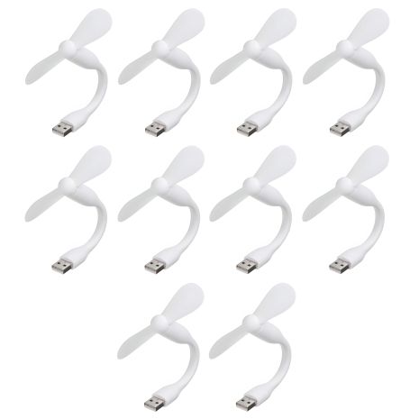 Мобільний USB вентилятор білий, для повербанку, ноутбука, комплект 10 шт