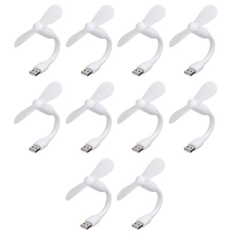 Мобильный вентилятор USB белый, от повербанка, ноутбука, комплект 10шт