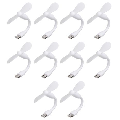 Мобильный вентилятор USB белый, от повербанка, ноутбука, комплект 10шт