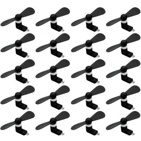 Мобільний вентилятор MicroUSB чорний, від телефону, повербанка, ноутбука, комплект 50шт