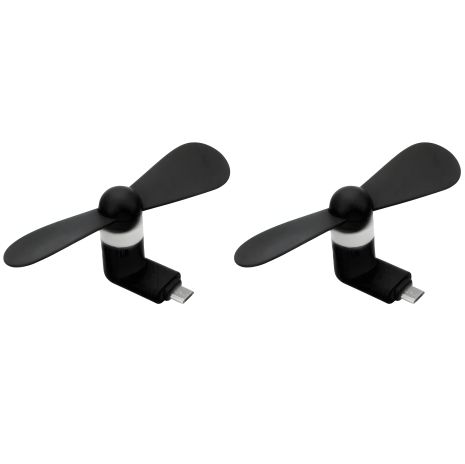 Чорний мобільний вентилятор MicroUSB для телефону, повербанка, ноутбука (комплект 2шт)