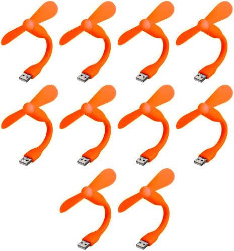 Мобільний вентилятор USB помаранчевий, від повербанка, ноутбука, комплект 10 шт.