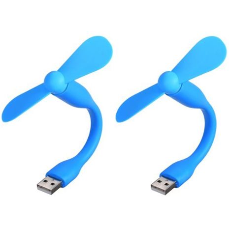 Мобільний вентилятор USB синій, від повербанка, ноутбука, комплект 2шт