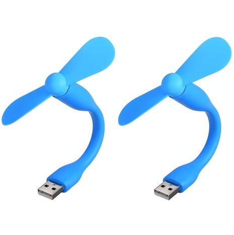 USB мобильный вентилятор синий, для ноутбука, повербанка, комплект 2шт