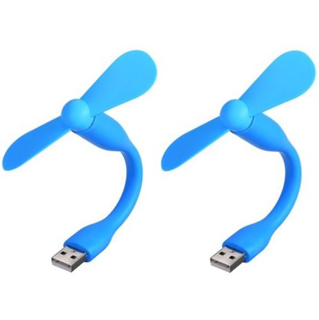 Мобильный вентилятор USB синий, от повербанка, ноутбука, комплект 2шт