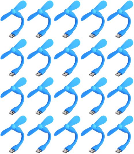 Мобільний вентилятор USB синій, від повербанка, ноутбука, комплект 20шт