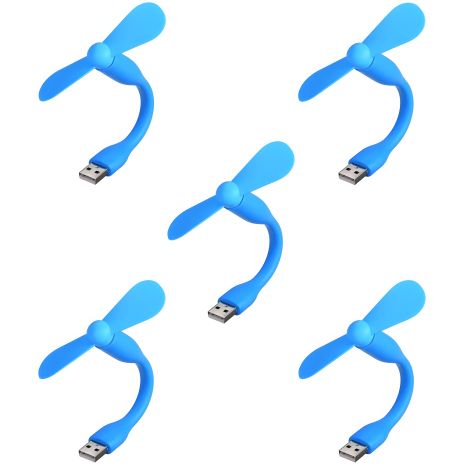 Мобільний вентилятор USB синій, від повербанка, ноутбука, комплект 5шт