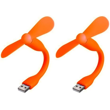 Оранжевый мобильный вентилятор USB, для повербанка и ноутбука, комплект 2 шт