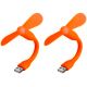 Мобильный вентилятор USB оранжевый, от повербанка, ноутбука, комплект 2шт