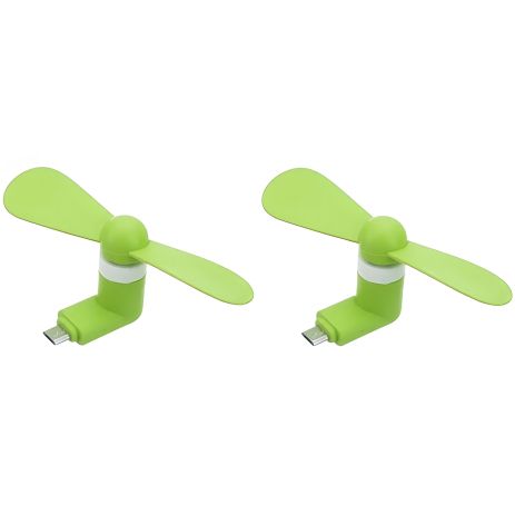 Зеленый мобильный вентилятор MicroUSB, для телефона, повербанка, ноутбука, набор 2 шт