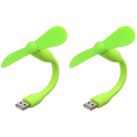 Мобільний вентилятор USB зелений, від повербанка, ноутбука, комплект 2шт