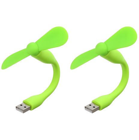 Мобільний вентилятор USB зелений, від повербанка, ноутбука, комплект 2шт