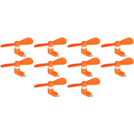 MicroUSB мобильный вентилятор оранжевый, для телефона, повербанка, ноутбука, комплект из 10шт